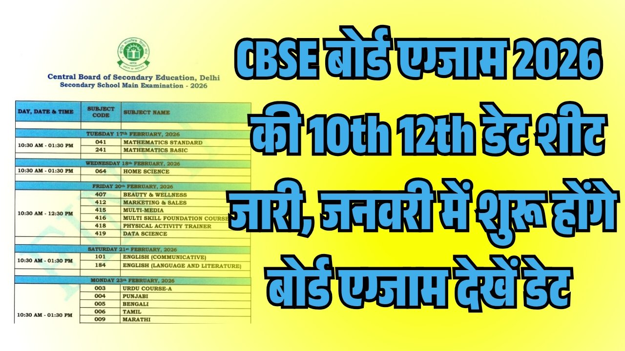 CBSE Board Exam 2026 Date Sheet