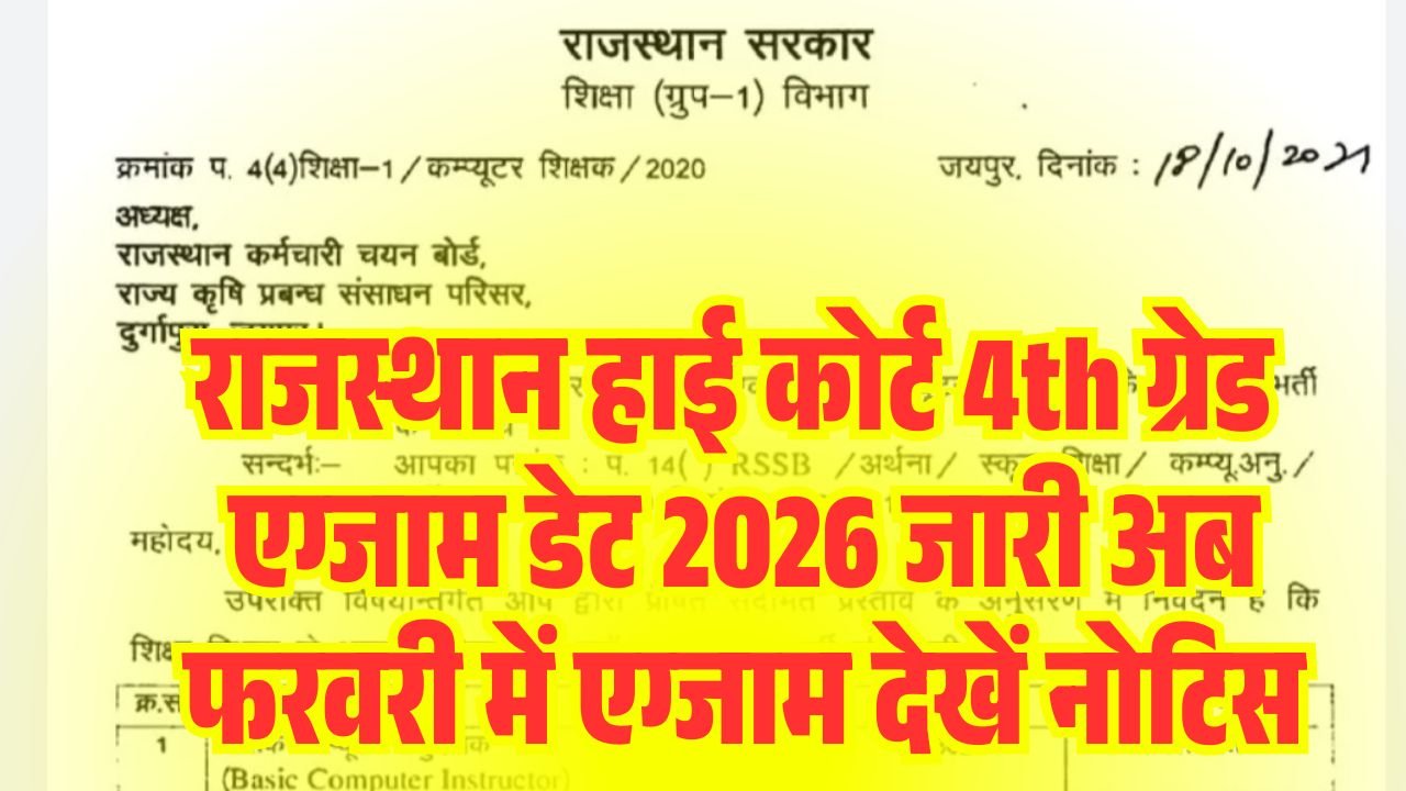 Rajasthan Highcourt 4th Grade Exam Date 2025